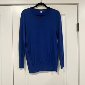 Halogen Women's Cashmere‎ Blend Crewneck Sweater Blue Size Medium